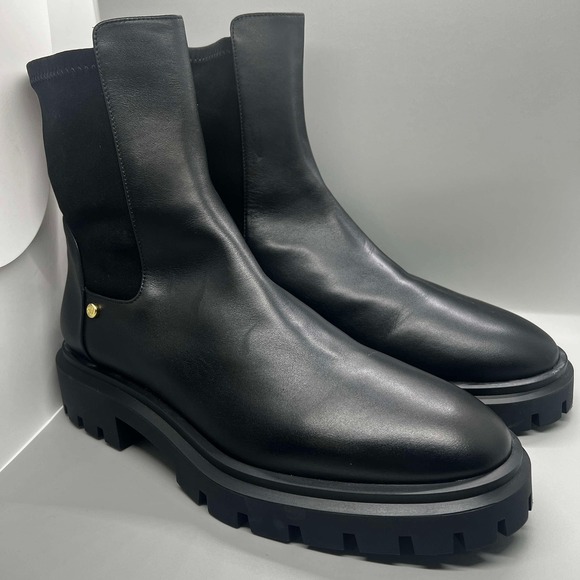 Stuart Weitzman Ultra Lug City Bootie boots Black‎ Size 9.5 B Leather - Picture 1 of 10